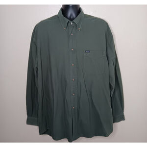 Faconnable Men's 2XL Long Shirt Button Up Long Sleeve Green Cotton Big & Tall